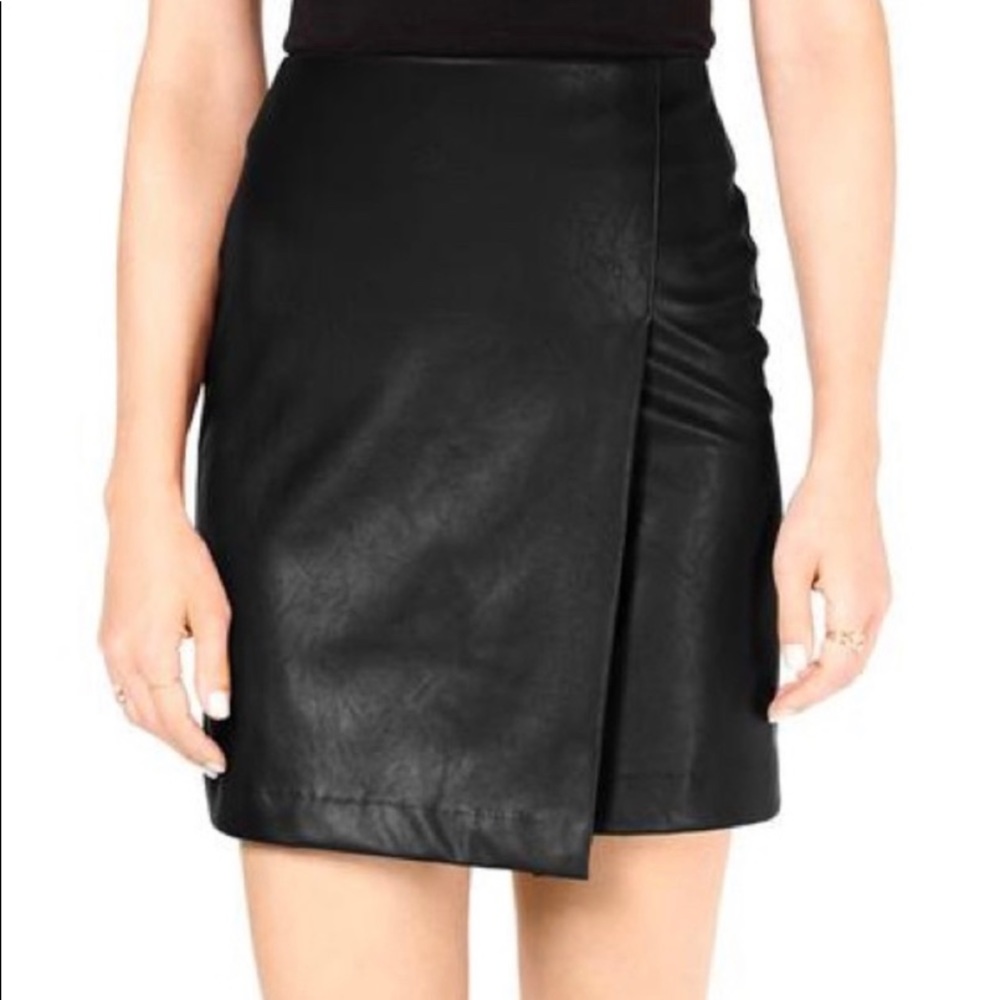 BAR III Vegan Leather Black Mini Skirt